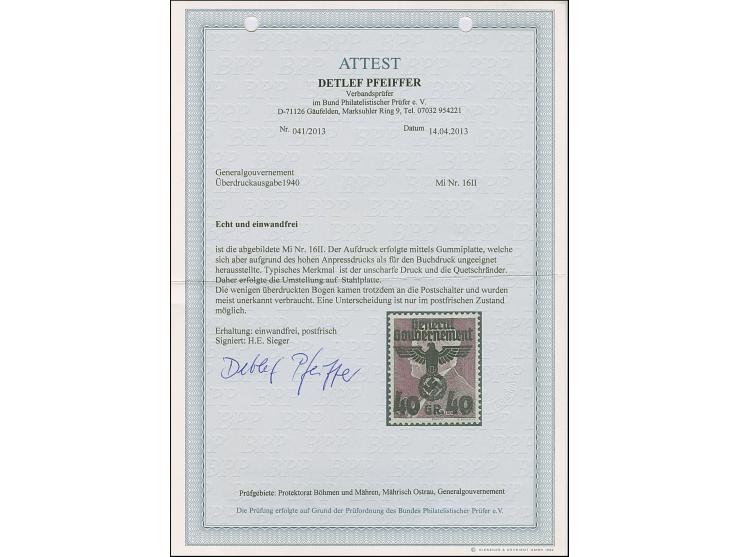 1940, Aufdruckausgabe 40 Groszy auf 30 Groszy, Aufdruck mit Gummiplatte, postfrisch, zwei Zahnspitzen winzigst stockig, sonst