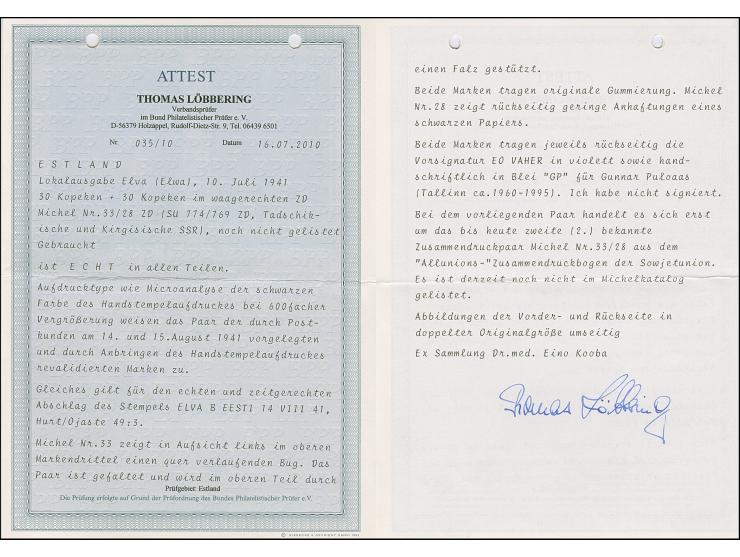 1941, Tadschikische SSR und Kirgisische SSR 30 Kopeken mehrfarbig, waagerechter Zusammendruck, farbfrisch und meist gut gezäh