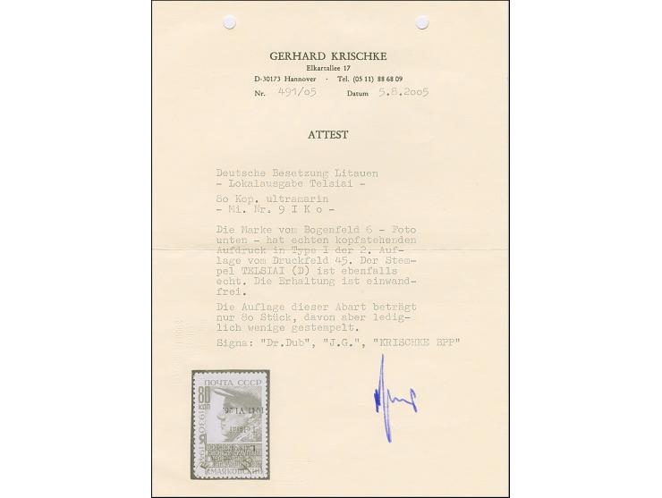 Majakowski 80 Kopeken ultramarin, mit kopfstehendem Aufdruck in Type I von Druckfeld 45, farbfrisch und gut gezähnt, sauber g