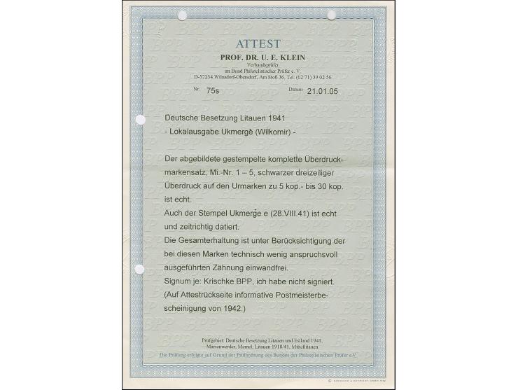 1941, 5-30 Kopeken, farbfrisch und meist gut, teils gering unregelmäßig gezähnt, sauber gestempelt, sign. Krischke BPP sowie 