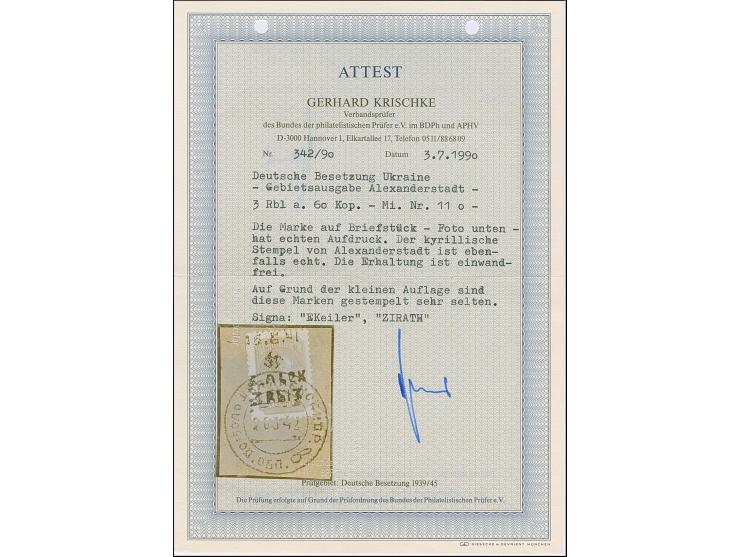 1942, Aufdrucktype III Hakenkreuz 4mm: 3 Rubel auf 60 Kopeken lilarot, farbfrisch und gut gezähnt, sauber mit kyrillischem St