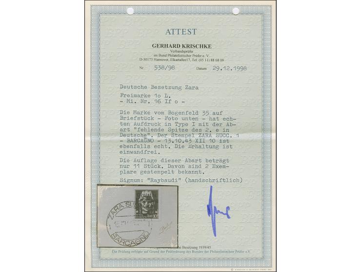 10 Lire dunkelbläulichviolett, mit Aufdruckfehler “fehlende Spitze des zweiten e in Deutsche” von Aufdruckfeld 35, farbfrisch