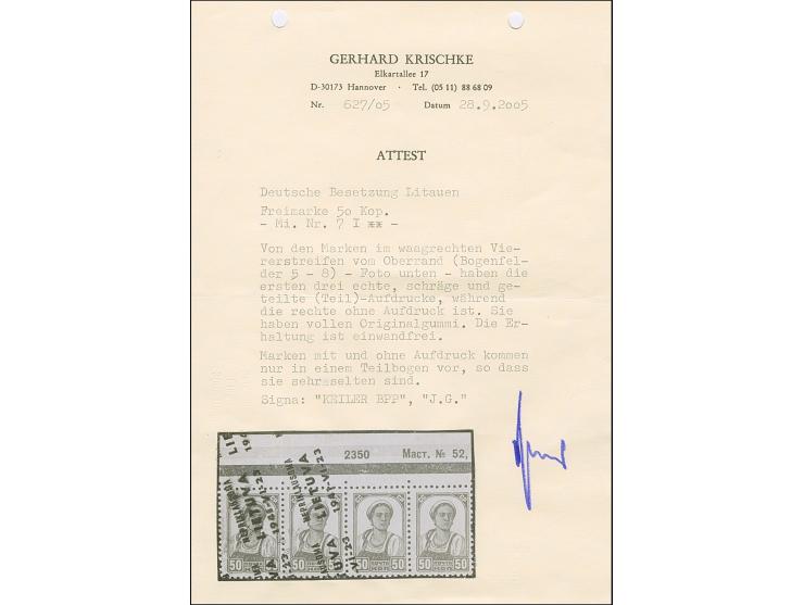 1941, Nepriklausoma 50 Kopeken braun, waagerechter Oberrand-Viererstreifen mit stark verschobenem sowie schräg verlaufendem A