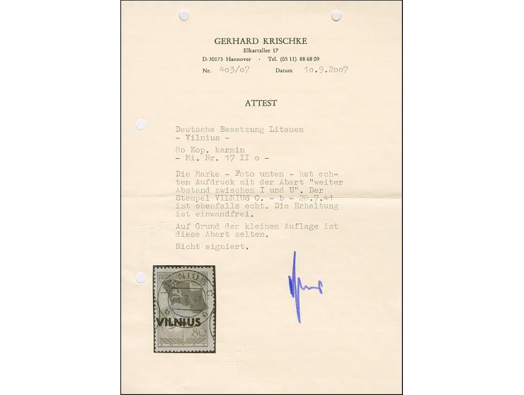 1941, Nordpol 80 Kopeken karmin, mit Aufdruckfehler “weiter Abstand zwischen I und U in Vilnius, sauber und zentrisch gestemp