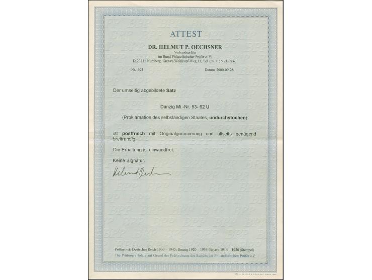 1921, Kogge 5 Pfennig - 10 Mark., alle breitrandig undurchstochen, teils Randstücke, postfrisch, tadellos, Fotoattest Oechsne