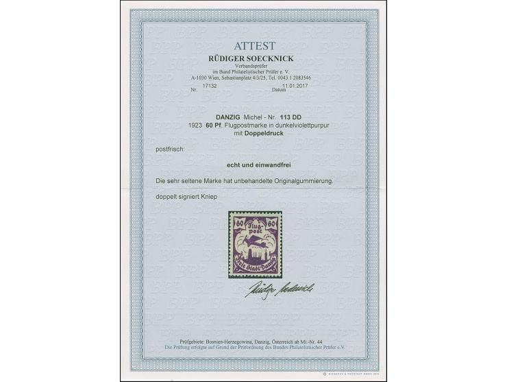 1923, Flugpost 60 Pfennig, Doppeldruck, postfrisch, tadellos, sign. Kniep BPP und Fotoattest Soecknick BPP (2017)