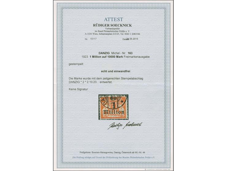 1923, Aufdruckprovisorien 1 Mio. auf 10000 Mark orange, farbfrisch und gut gezähnt, sauber zeitgerecht gestempelt, tadellos, 