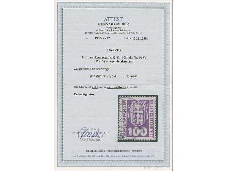 1923, Staatswappen 100 Mark, liegendes Wasserzeichen, farbfrisch und gut gezähnt, sauber zeitgerecht gestempelt, tadellos, Fo