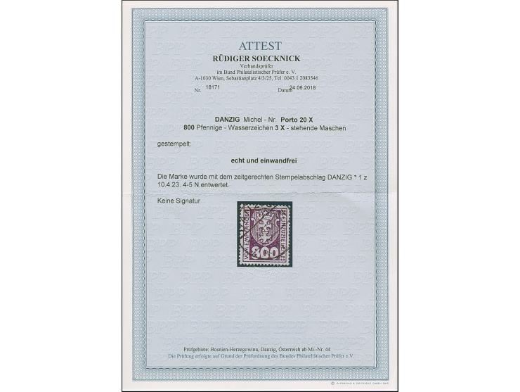 1923, Staatswappen 800 Mark, stehendes Wasserzeichen, farbfrisch und gut gezähnt, sauber zeitgerecht gestempelt, tadellos, ei