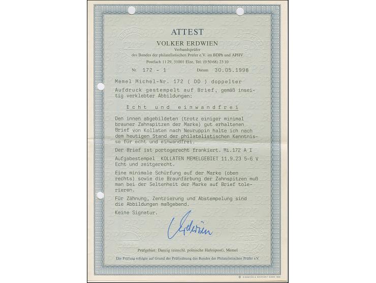 1923, Neue Währungsbezeichnung 30 Centu auf 500 Mark, doppelter Aufdruck in Type AI, sauber mit Stempel “KOLLATEN 11.9.23" au