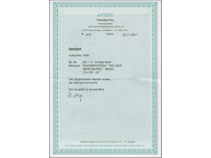 1949, Volkshilfe 8-50 Fr. sauber mit Stempel der Ausstellung “IBASA 23.4.50” nach Straßburg ohne Ankunftsstempel, Marken tade