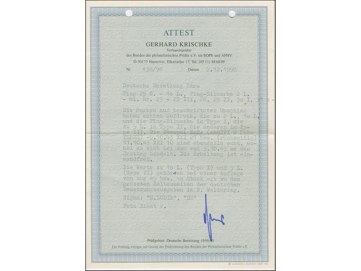 1943, Flugpost 25 Centesimi - 10 Lire, je farbfrisch und gut gezähnt, sauber mit Stempel “ZARA ARRIVE E PARTENZE -9.10.43” au