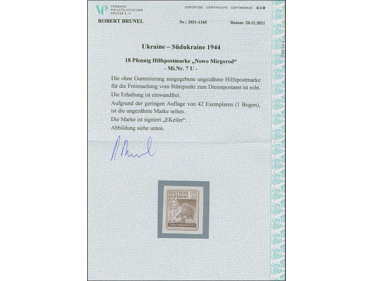 1944, Bäuerin 18 Pfg., lebhaftrot, schwärzlichgelbsmaragdgrün und dunkelrotbraun, kpl., ungezähnt, auf Papier ohne Gummi wie 