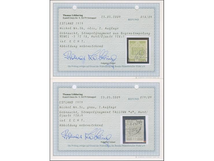 1918, Flower issue 35 kopek olive and gray, both fresh color, used, very fine, very scarce shades, gray shade signed Eichenth