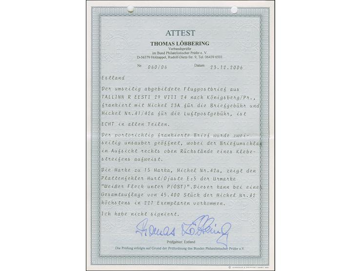 1923, Airmail 5 mark and 15 on 5 mark, the latter with prominent plate flaw “missing green colour below Post”, together with 