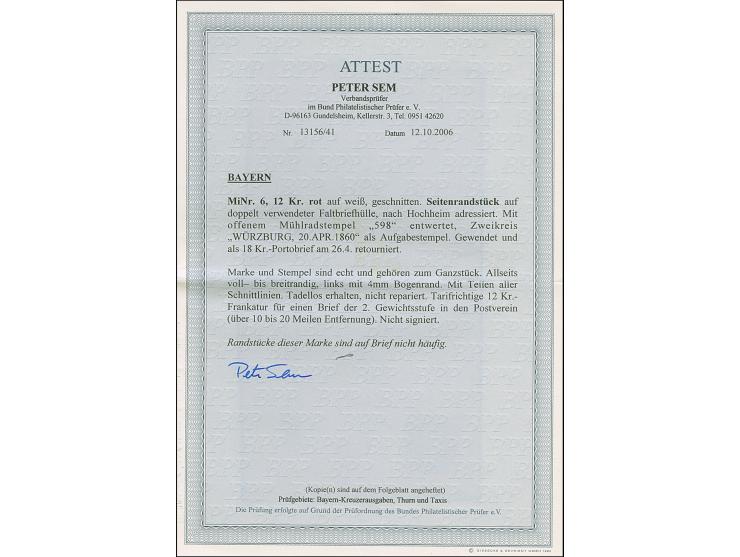 12 Kreuzer rot, oben rechts voll-, sonst breitrandig, links mit ca. 3 mm Bogenrand (unten nicht ganz komplett), mit zentrisch