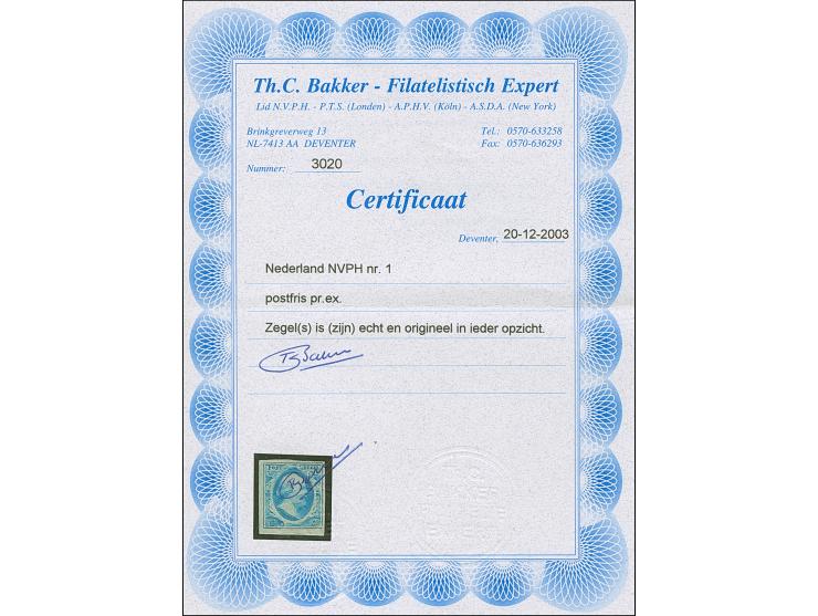 1852, King Wilhelm III. 5 c. pale blue, fresh colour and good to wide margins all around, mint never hinged, fine, unsigned w