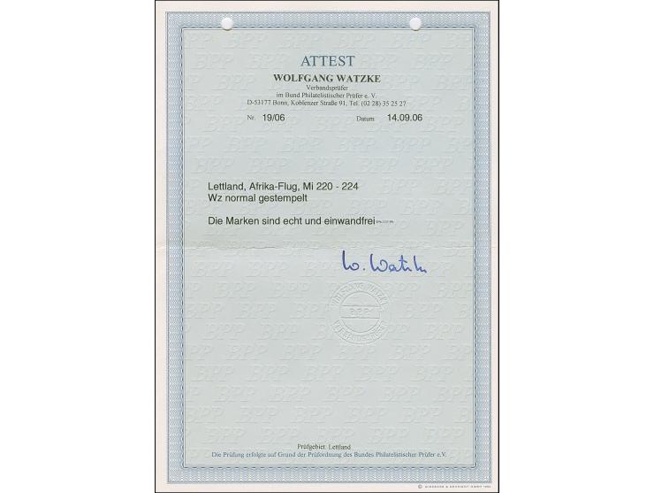 1933, Riga-Bathurst-Flight 10-100 santimi, used with clear cds. “RIGA 26 V 33”, very fine, certificate Watzke BPP (2006)