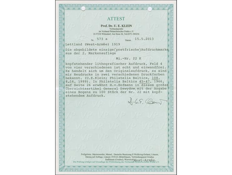 1919, 35 kopeks with inverted overprint, position 4, mint never hinged, very fine and scarce, only one sheet printed, certifi