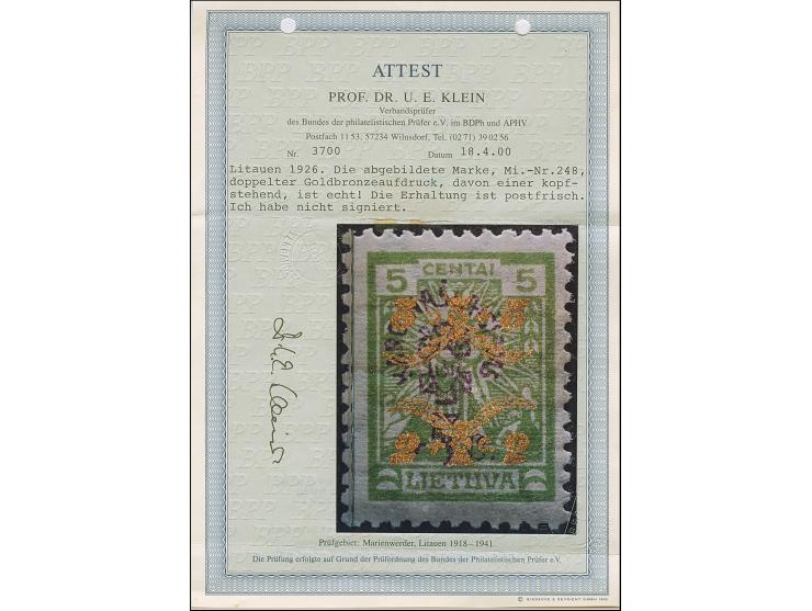 1926, War Orphans 5c. with double surcharge, one inverted, mint never hinged, a quite scarce stamp, very fine, certificate Kl