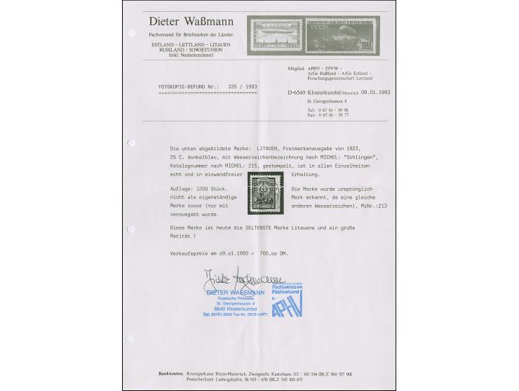 1924, Cross 25 c. with watermark "Schlingen", used, few irregular perfs at right, otherwise fine, a very scarce stamp in used