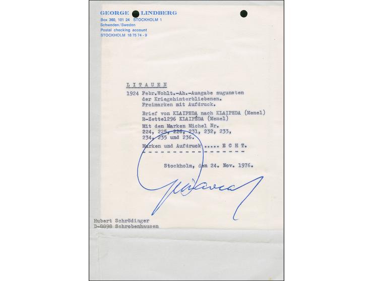 1924, War Orphans 1-5 litas, with additional franking tied by cds. "KLAIPEDA -3.III.24" to local registered cover, minor agin