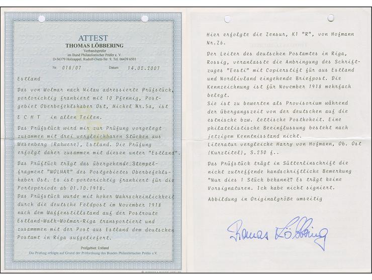 "Eesti" als handschriftlicher Vermerk auf Germania 10 Pfennig rot mit Stempel "WOLMAR" auf Bildpostkarte nach Mitau, die Kart