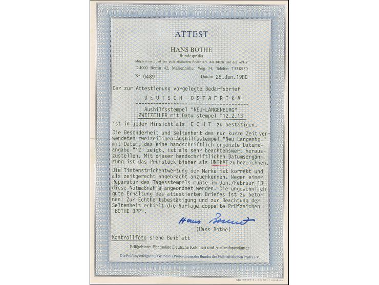 "Neu Langenburg 12.2.13" der zweizeilige Langstempel mit handschriftlich ergänzter Tageszahl, sauber leicht übergehend nebeng