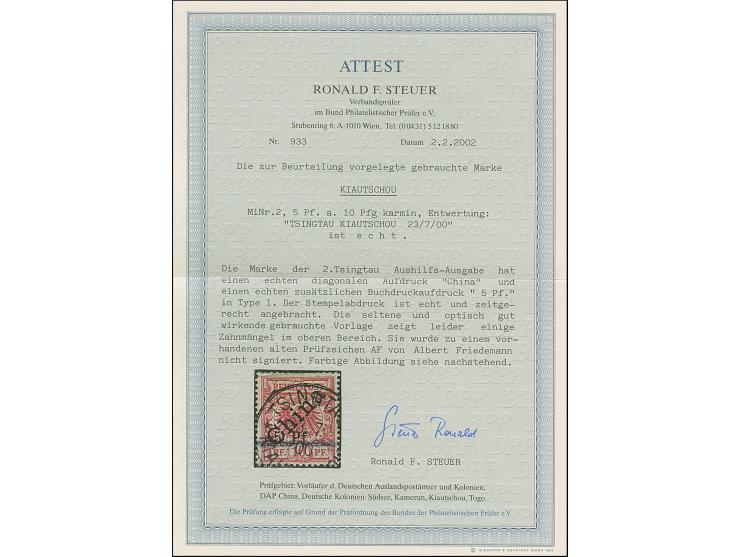 5 Pf. a. 10 Pfg.,Aufdruck in Type I, die obere Zähnung leicht bestoßen, sonst gut gezähnt und farbfrisch, sauber entwertet du