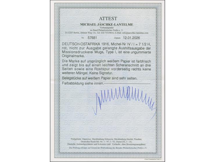 1916,sogenannte 'unvergrabenen Werte' auf weißem Papier: 1 R.,linke obere Bogenecke,2½ H. im Zusammendruck-4er-Block sowie wa
