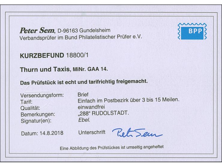 Ganzsachen-Ausschnitt 3 Kr. rosa, vollrandig viereckig geschnitten, mit Nr. “288” auf kleinem Briefkuvert von Rudolstadt nach