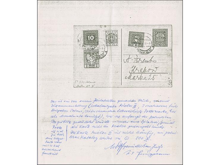 1919, Postal stationery card 10 h. with additional franking, used from “KRAKOW 11.III.19” on locally addressed card, fine, si