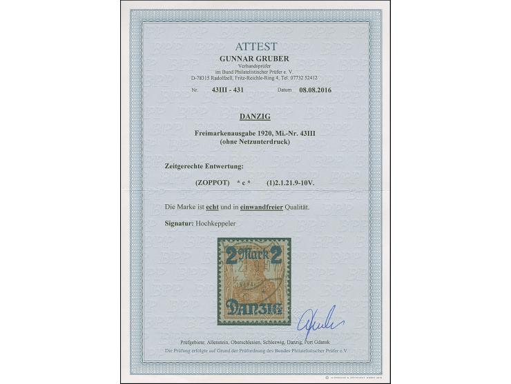 1921, Großes Staatswappen 10 M.grau/rot im waagerechten Seitenrandpaar, Probedruck ohne Rosettenunterdruck auf gummiertem Pap