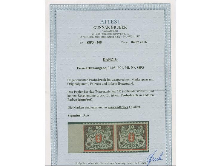 1920, Germania 5 M., Unterrandstück mit Plattennummer, durch Bogenumschlag zwischen dem Druck- und Zähnungsvorgang ist der Kl