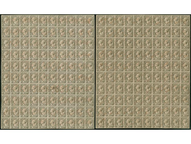 ½ Ngr.-3 Ngr., je im vollständigen Revisionsbogen mit 100 Werten, wie üblich gefaltet und kleine Mängel. Als kompletter Satz 