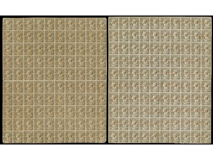 ½ Ngr.-3 Ngr., je im vollständigen Revisionsbogen mit 100 Werten, wie üblich gefaltet und kleine Mängel. Als kompletter Satz 