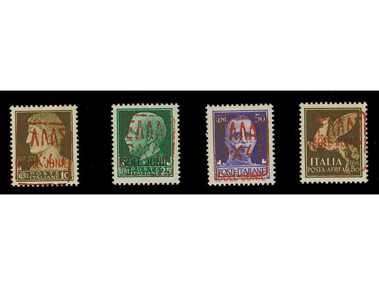 1943, 10 C.-50 C., alle 4 Werte mit rotem Aufdruck, postfrisch. Tadellos. Signiert Ludin und Drossos, &nbsp;Fotoattest Prof. 