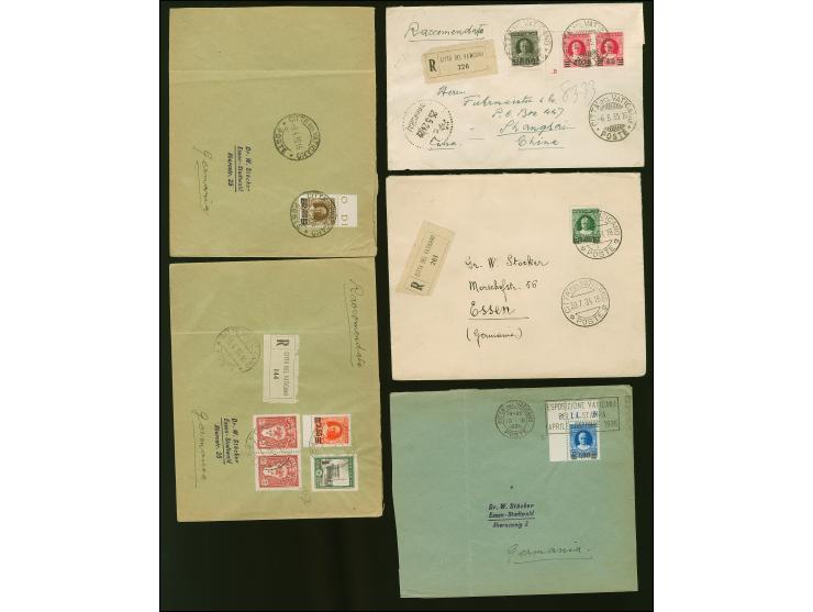 1934, Provisionals 40 c.-3,70 l. overcomplete, used on 3 registered and 6 normal covers, including one registered to Shanghai