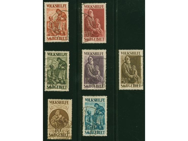 1928, Volkshilfe 40 C. - 10 Fr., sauber gestempelt "SAARBRÜCKEN 3 (ST. JOHANN)". Einwandfrei. 2 Werte signiert Pfenninger bzw