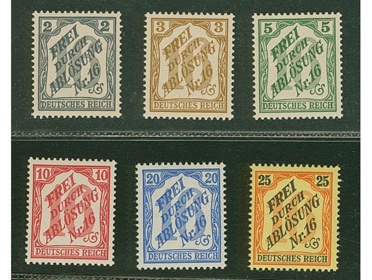 1905, Zähldienstmarken 2-25 Pfg. komplett, postfrisch und in tadelloser Erhaltung, unsigniert mit Fotoattest Jäschke-L. BPP (