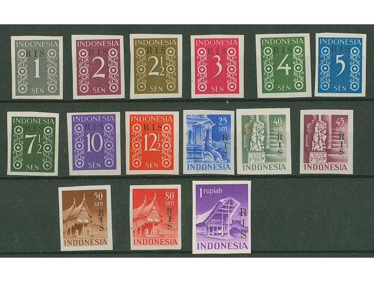 1950, RIS overprint, 1-12½,25,45-50,80 s. and 1 r., all as imperforated proofs, ungummed, 40 s. tiny stain on reverse, otherw