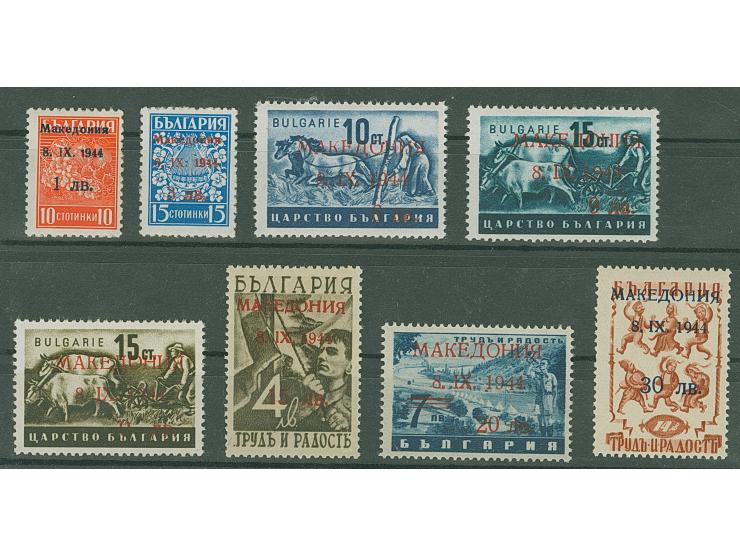 1944, Freimarken 1-30L., dabei 9L. mit Aufdruckfehler “weiter Abstand zwischen Wertziffer und Währungsbezeichnung” sowie 20L.