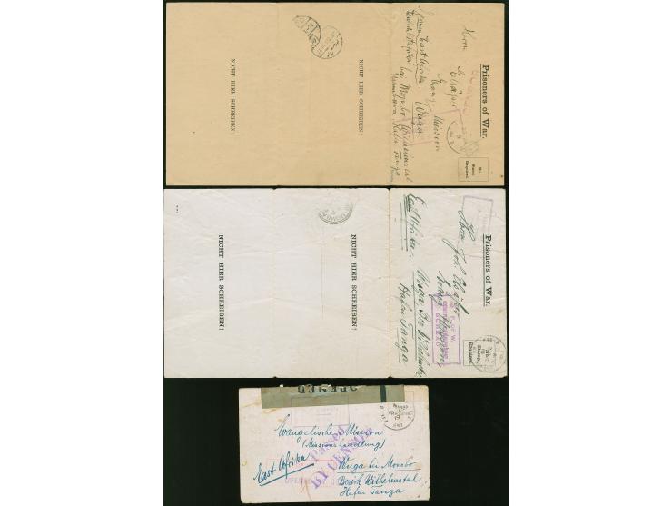 1919, drei Kriegsgefangenen-Briefe aus dem Lager Sidi Bishr mit verschiedenen Zensurstempeln bzw. einmal Zensur-Label “OPENED