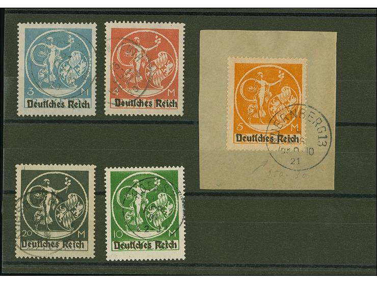 Bayern-Abschied 3-20 M. mit Aufdrucktype II kpl. sauber gestempelt bzw. auf Briefstück, in einwandfreier Erhaltung, sign. Wei