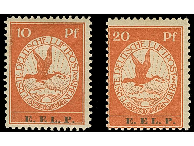 1912, E.EL.P. 10 und 20 Pfg., ungebraucht, in tadelloser Erhaltung, unsigniert mit Fotoattest Jäschke-L. BPP (2015)
