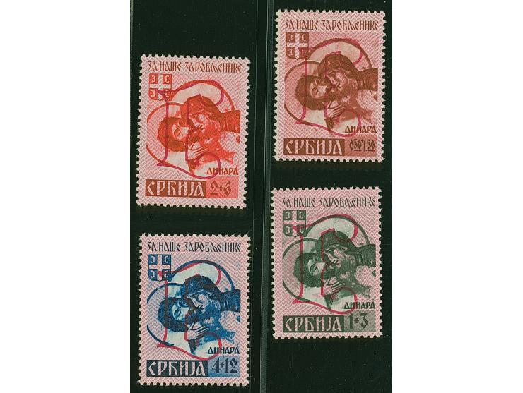 1941, Kriegsgefangene 0,50-4 Dinar, Aufdrucktype AIV, postfrisch mit üblicher Gummierung, tadellos