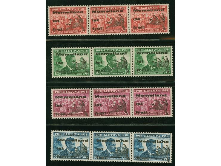 1939, Elchschaufel 15-60 Centu, einheitlich in waagerechten Dreierstreifen mit den Aufdrucktypen I-II-III, postfrisch, tadell