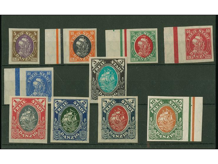 1921, Kogge 5 Pfennig - 10 Mark., alle breitrandig undurchstochen, teils Randstücke, postfrisch, tadellos, Fotoattest Oechsne