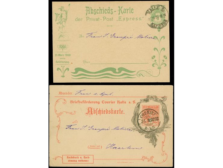 Halle/Saale-Courier: 1900, Abschieds-Ganzsachenkarte 5 Pfg. mit Stempel “COURIER 31.3.1900” und Stadtbrief-Beförderung Expres