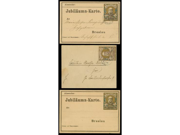 Hansa: 1897, Geburtstag Kaiser Wilhelm I. 2½ Pfg. mit Stempel “HANSA 23.3.97” auf Briefkuvert, dazu ungebraucht Jubiläums-Gan